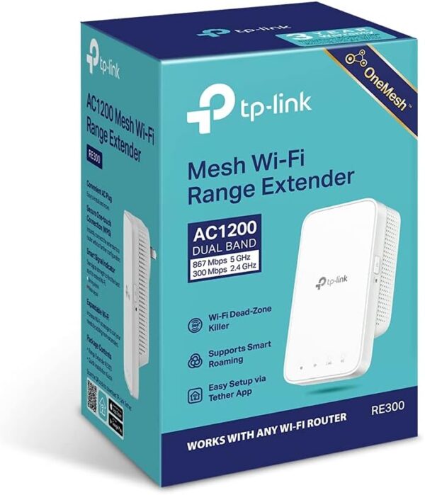 TP Link Mesh Wifi Range Extender AC1200 2.4Ghz & 5Ghz RE300