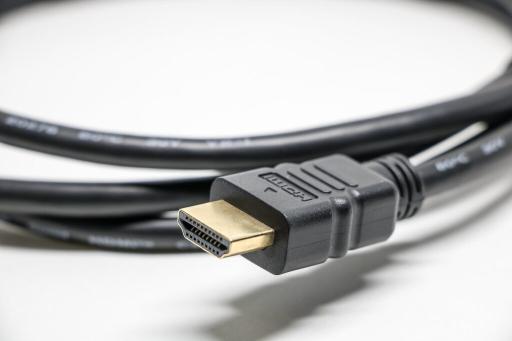 close up shot of an hdmi cable, HDMI computer port 