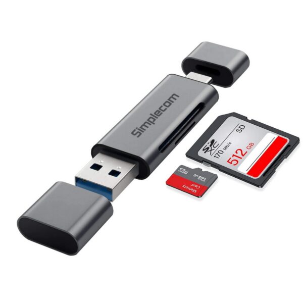 Simplecom USB-C and USB-A SD and MicroSD Card Reader