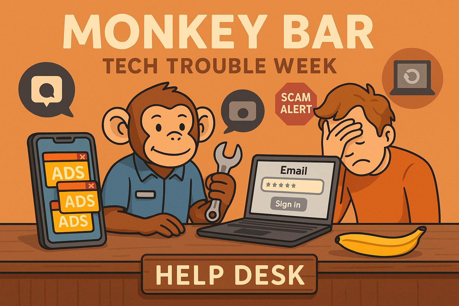 🐵 Tales from the Monkey Bar: Stealthy Ads, Lost Passwords & Dusty Ports
